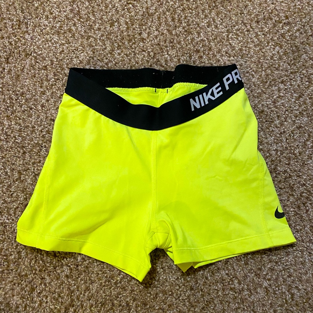 Nike pro shorts neon yellow. Size S
